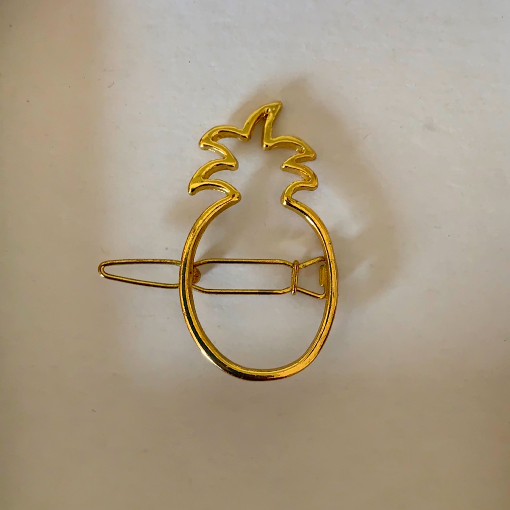 New GoldTone Pineapple Hair Barrette